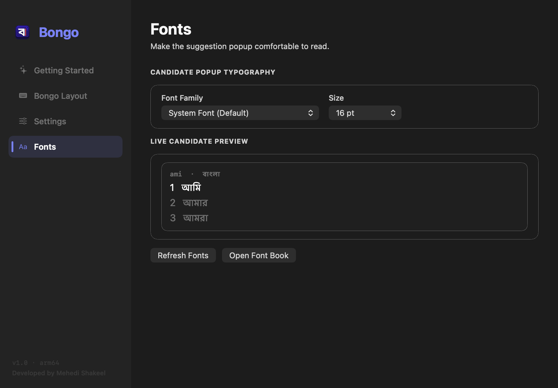 Bongo Font Customization and Live Preview